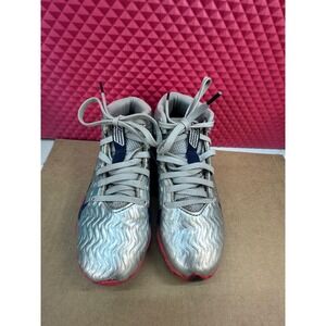 Under Armour Harper 4 Mid RM Baseball Cleats Silver Red Navy Stars Youth